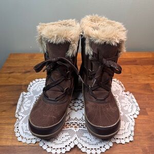 Sorel Tivoli II Waterproof Suede Leather Winter Boots Faux Fur Fleece 8.5